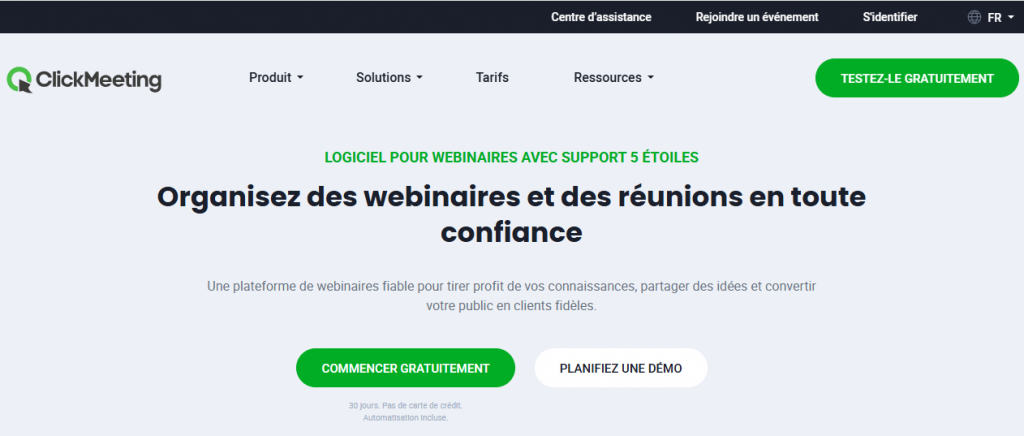 ClickMeeting La Plateforme de Webinar