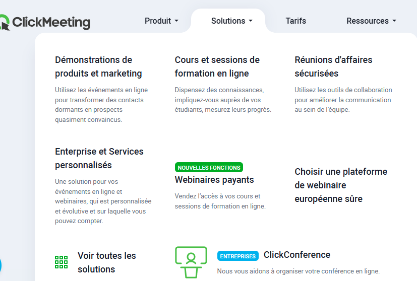 ClickMeeting La Plateforme de Webinar