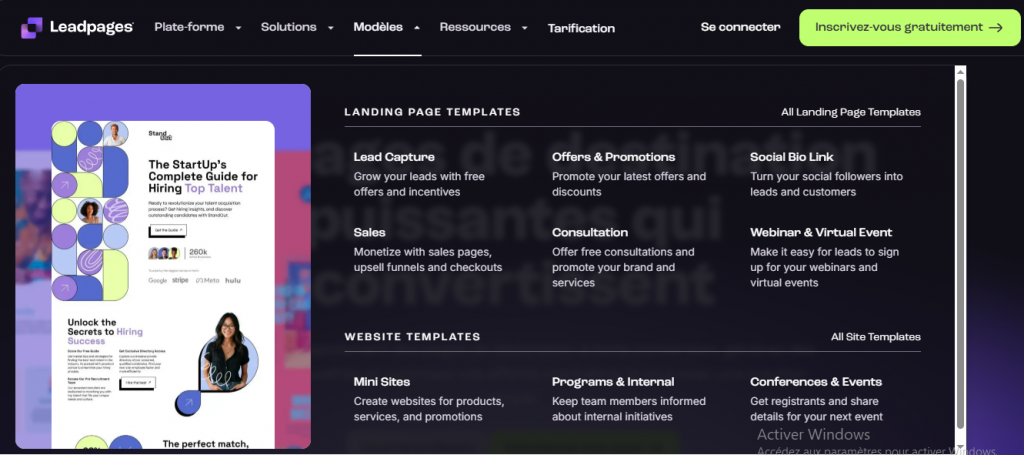 Leadpages Créateur de Landing Page