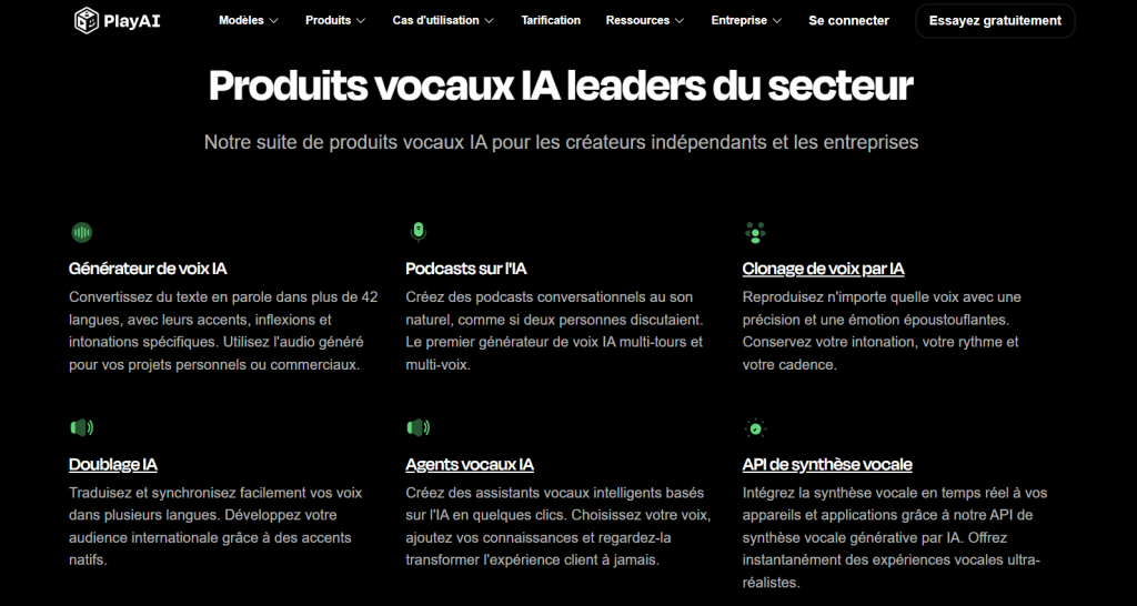 Play.ht Meilleur Outil de Synthèse Vocal IA
