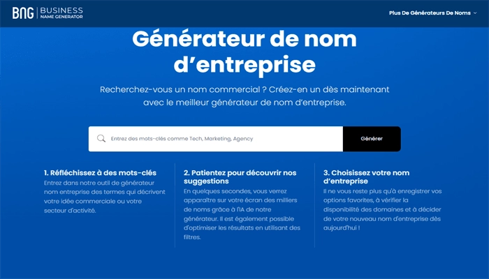 découvrez comment choisir un générateur de nom d'entreprise efficace pour trouver rapidement un nom original et percutant qui correspond à votre activité et séduit vos clients.
